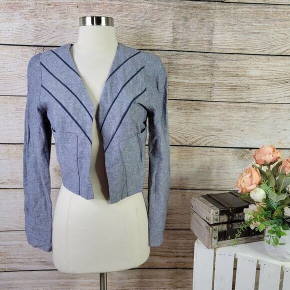 Lucca Couture Linen Crop Jacket Blazer Small